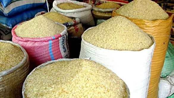 Open bags of rice