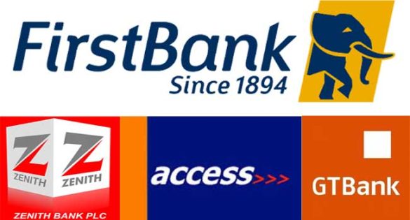 Logos of first Bank, zenith Bank, access bank and gt bank